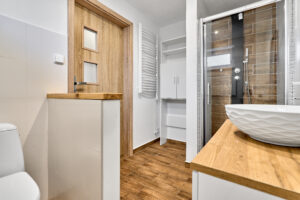 Koupelna rodinného domu v Krajkové - Květné, dispozice 3+1, vel. 74 m2, pozemek 707 m2.