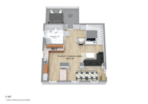Půdorys luxusního domu (231 m2) na prodej, na samotě u lesa (v Bernově u Nejdku). Se zahradou (2200 m2+)