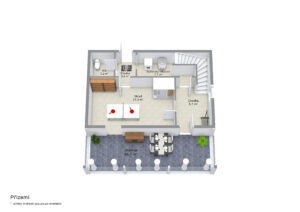Půdorys luxusního domu (231 m2) na prodej, na samotě u lesa (v Bernově u Nejdku). Se zahradou (2200 m2+)