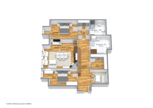 Půdorys luxusního bytu na prodej - v centru Karlových Varů, 3+KK, 137 m2, vybavený, prostorný.
