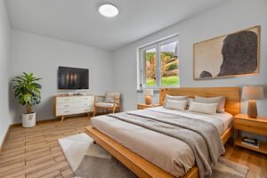 Vizualizace pokoje rodinného domu k PRODEJI na adrese Teplička 62. 3+KK o velikosti 92 m², se zahradou a garáží.